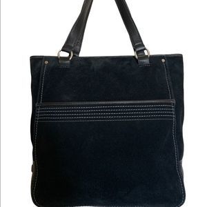 Cole Haan Black Leather and Suede Tote